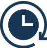 A clock with an arrow pointing to the bottom of it.